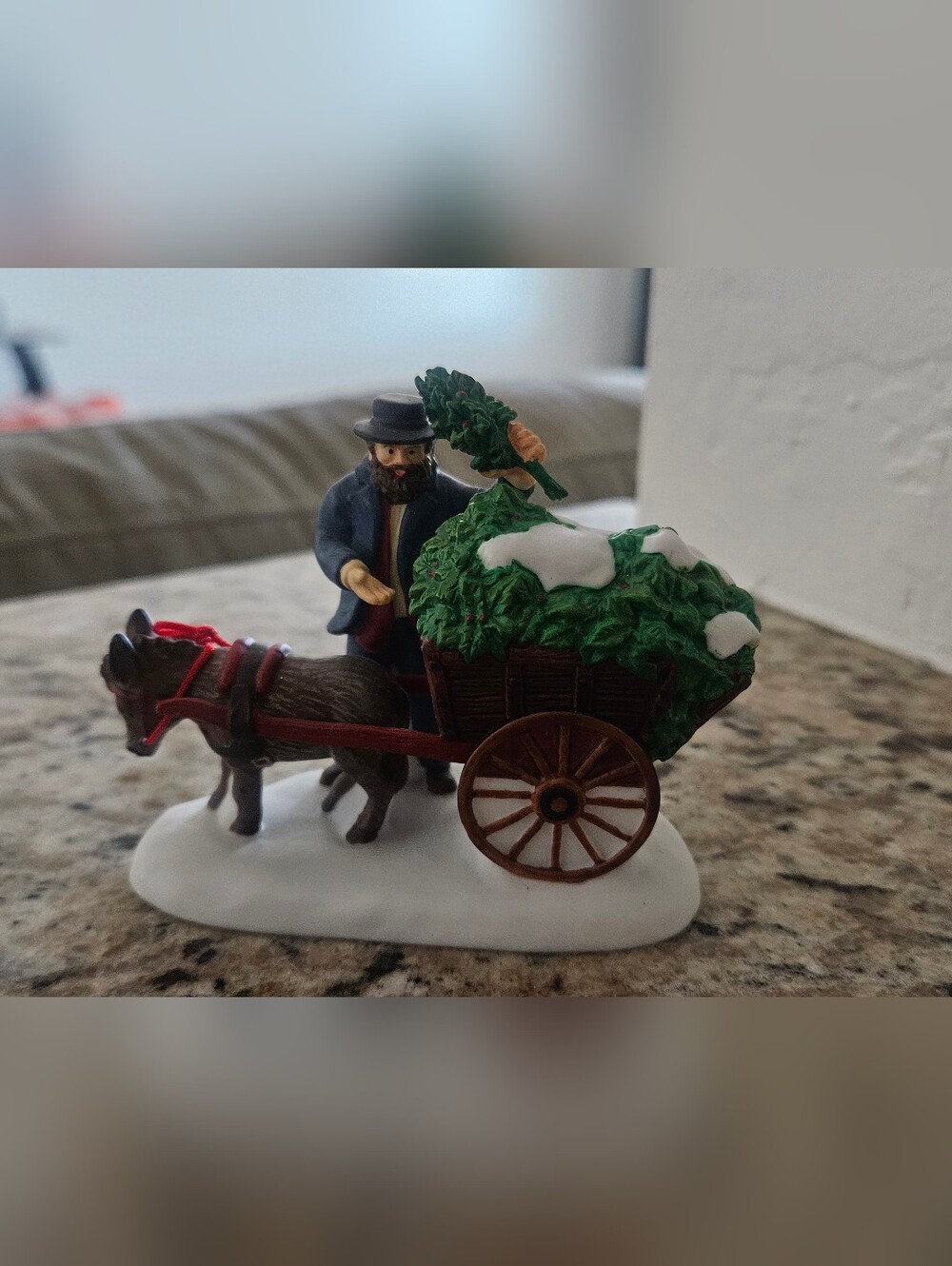 Department 56 Winter Wagon with Green Foliage and Red Harness